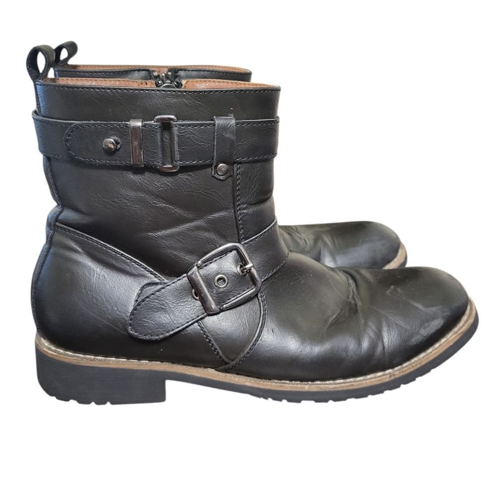 Polar Fox Wyatt Men's Boots Black Zipper Buckle Motorcycle MPX608005 , Size 8